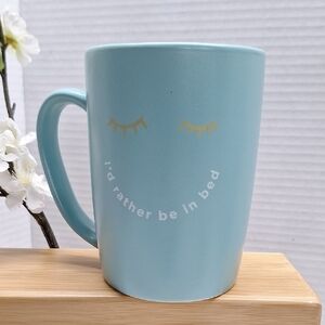 🛍2/$15🛍 #ABK Blue Mug with Gold Accents Id Rather Be In Bed Coffee Mug